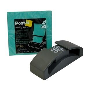 VTG 90s Post It Pop Up Note Dispenser C-300‎ Gray Teal 100 ct 3x3 Refill R330AU